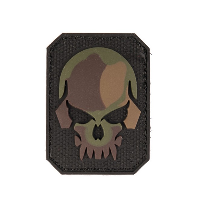 Totenkopf Patch flecktarn, Patch SKULL mit Klett, PVC 3D patch Bundeswehr