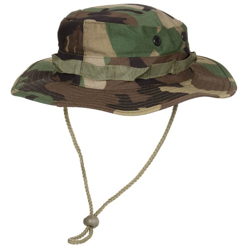 US GI Buschhut, mit Kinnband, GI Boonie, Rip Stop, woodland