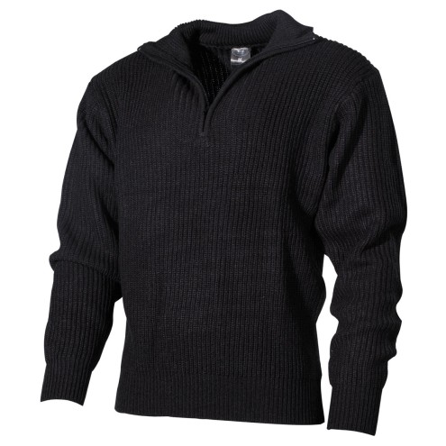 Isländer Pullover, Troyer schwarz, mit Reißverschluß