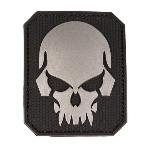 Patch Totenkopf schwarz 6x7cm, 3D PVC mit Klett, groß
