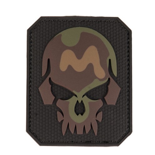 Patch Totenkopf tarnfarben 6x7cm, 3D PVC mit Klett, groß