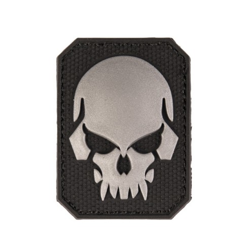 Patch Totenkopf schwarz 3,5x6cm, 3D PVC mit Klett, klein