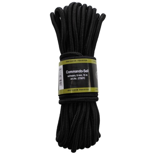 Seil, schwarz, 9 mm, 15 Meter