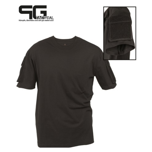 TACTICAL T-SHIRT SCHWARZ mit Kletttaschen
