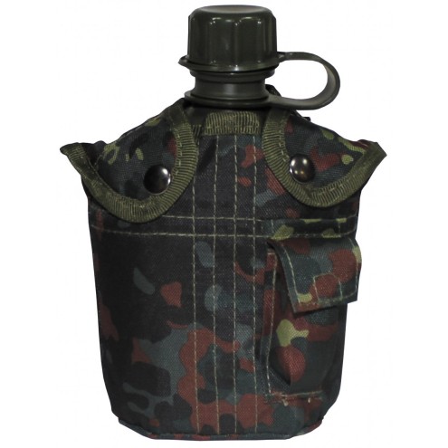 US Feldflasche Kunststoffhülle flecktarn, 1 l, BPA-frei