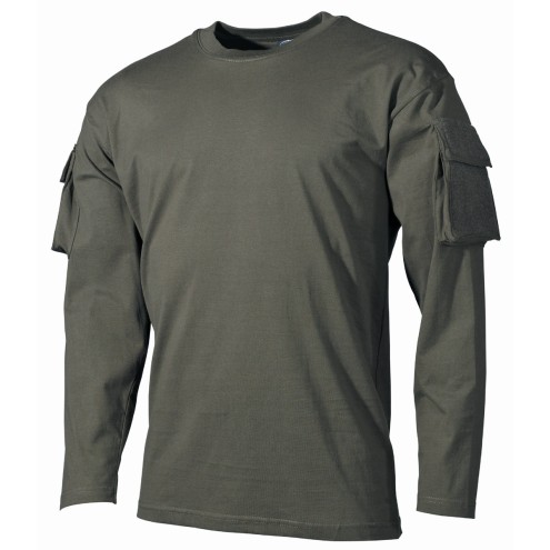 US Shirt langarm mit Ärmeltaschen oliv