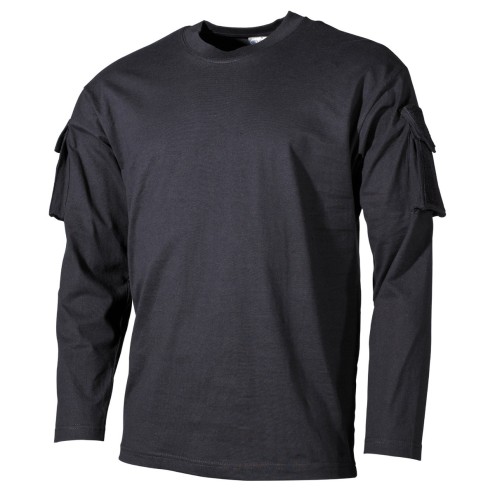 US Shirt langarm mit Ärmeltaschen schwarz