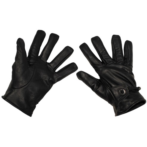 Western-Fingerhandschuhe, schwarz, Leder, Bandzug, gefüttert