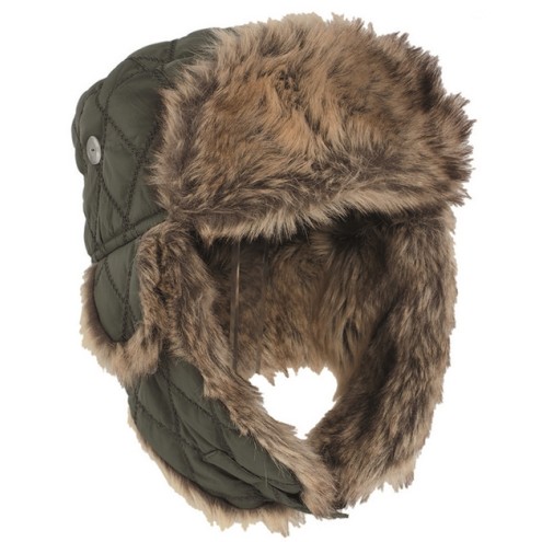 WINTERMÜTZE mit KUNSTPELZ OLIV