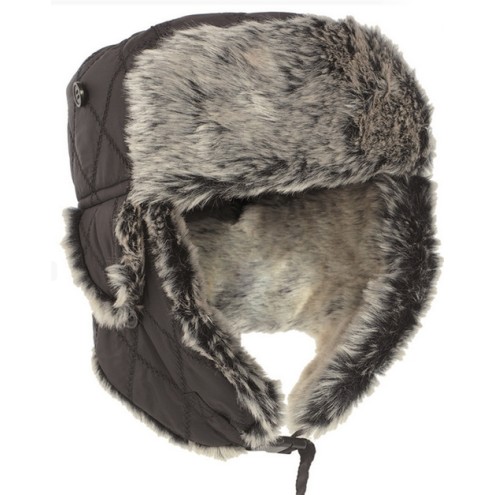 WINTERMÜTZE mit KUNSTPELZ SCHWARZ