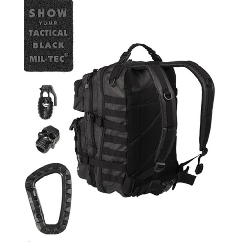 US Rucksack Assault Pack Large 36L, TACTICAL BLACK – TWO STRAP