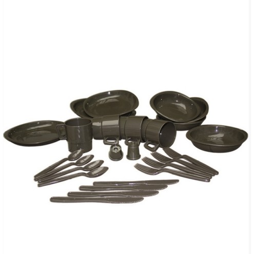 Teller- und Besteck-Set 26-teilig Oliv