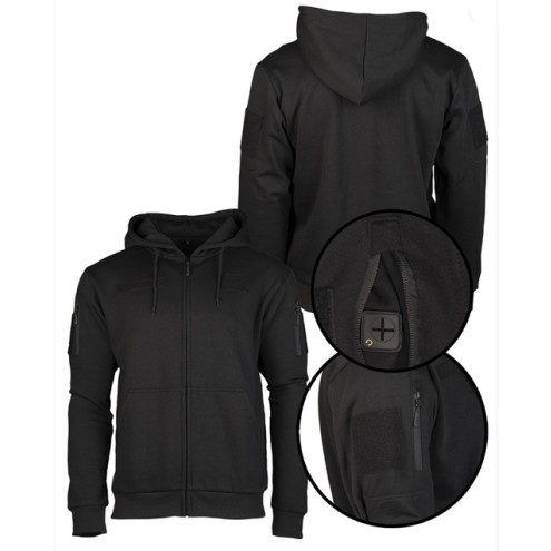 Tactical Kapuzenjacke SCHWARZ mit Klett für Patches
